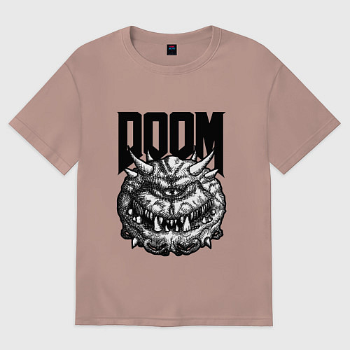 Женская футболка оверсайз КАКОДЕМОН DOOM Z / Пыльно-розовый – фото 1