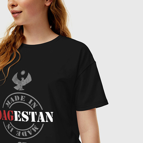 Женская футболка оверсайз Дагестан - печать / Черный – фото 3