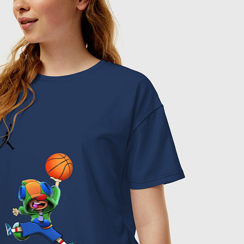 Женская футболка оверсайз Brawl STARS баскетбол / Тёмно-синий – фото 3