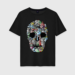 Футболка оверсайз женская Tosh Cool skull, цвет: черный