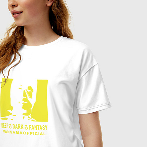 Женская футболка оверсайз VANSAMA OFFICIAL Yellow / Белый – фото 3