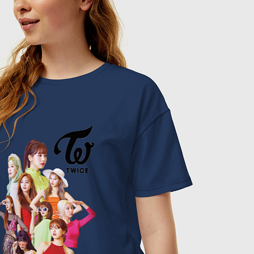 Женская футболка оверсайз Twice / Тёмно-синий – фото 3