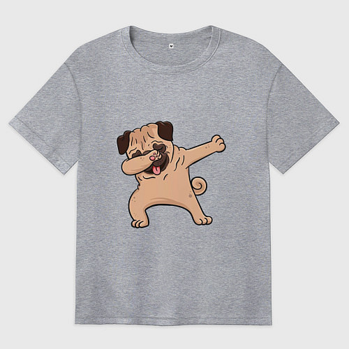 Женская футболка оверсайз Мопс ДАБ / Меланж – фото 1