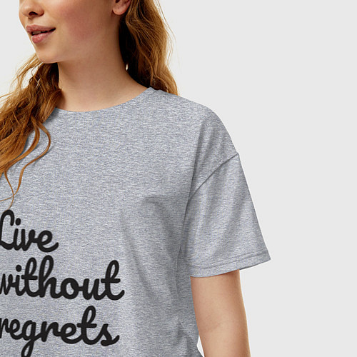 Женская футболка оверсайз Live without regrets / Меланж – фото 3