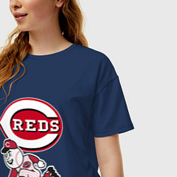 Футболка оверсайз женская Cincinnati reds - baseball team - talisman, цвет: тёмно-синий — фото 2