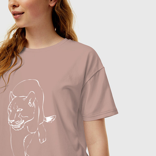Женская футболка оверсайз Пантера / Пыльно-розовый – фото 3