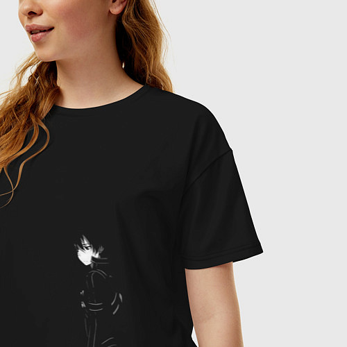 Женская футболка оверсайз Кирито / Черный – фото 3