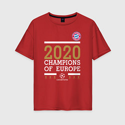 Футболка оверсайз женская FC Bayern Munchen Champions of Europe 2020, цвет: красный