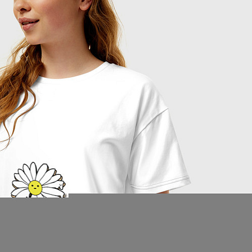 Женская футболка оверсайз Ромашка / Белый – фото 3