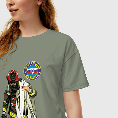Женская футболка оверсайз Спасатель МЧС / Авокадо – фото 3