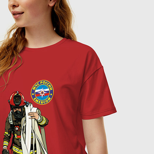 Женская футболка оверсайз Спасатель МЧС / Красный – фото 3