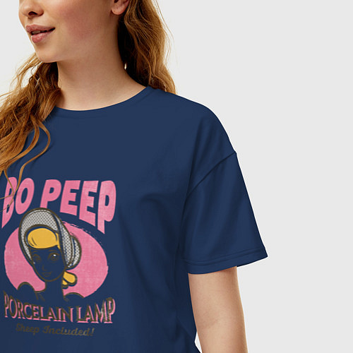 Женская футболка оверсайз Bo Peep / Тёмно-синий – фото 3