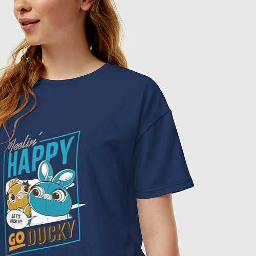 Женская футболка оверсайз Ducky / Тёмно-синий – фото 3