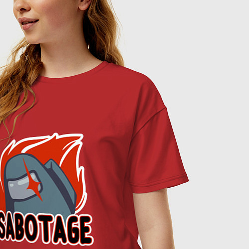 Женская футболка оверсайз Among Us Sabotage / Красный – фото 3