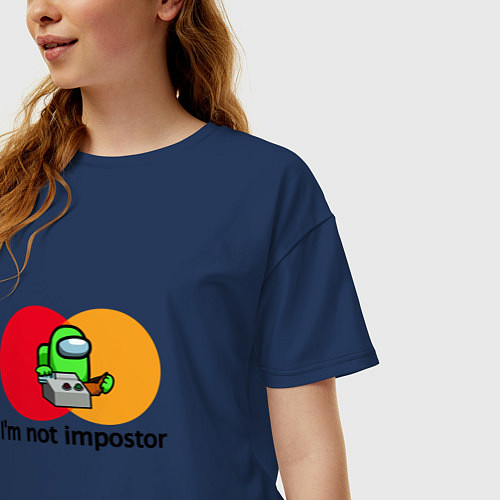 Женская футболка оверсайз Among us - Im not impostor / Тёмно-синий – фото 3