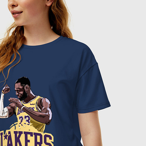 Женская футболка оверсайз LeBron - Lakers / Тёмно-синий – фото 3