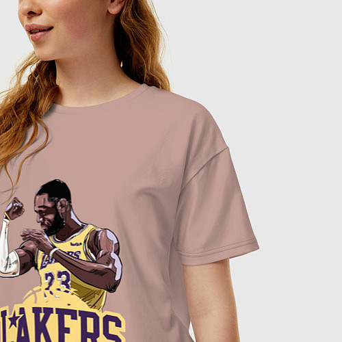 Женская футболка оверсайз LeBron - Lakers / Пыльно-розовый – фото 3