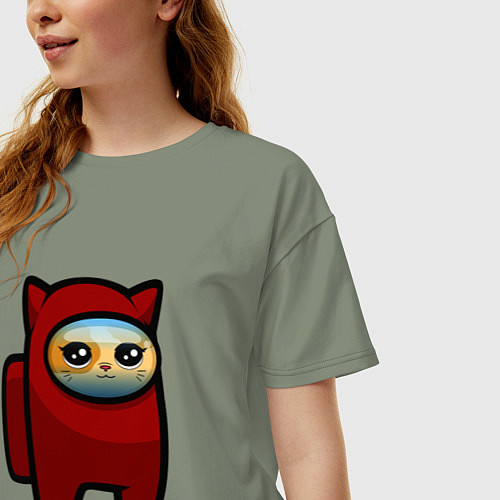 Женская футболка оверсайз Among us Cat / Авокадо – фото 3