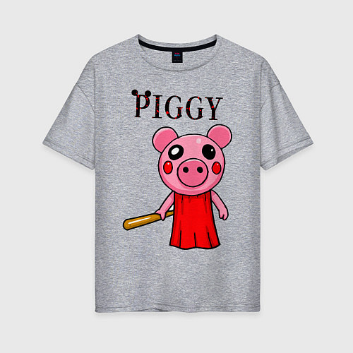 Женская футболка оверсайз ROBLOX PIGGY / Меланж – фото 1