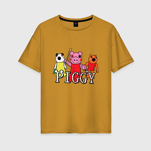 Женская футболка оверсайз ROBLOX PIGGY / Горчичный – фото 1