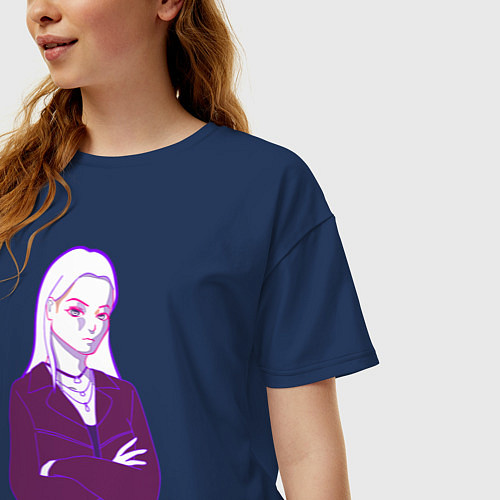 Женская футболка оверсайз Половое воспитание / Тёмно-синий – фото 3