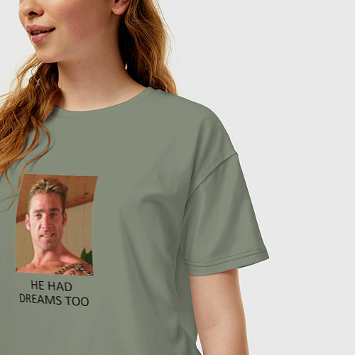 Женская футболка оверсайз He had dreams too / Авокадо – фото 3