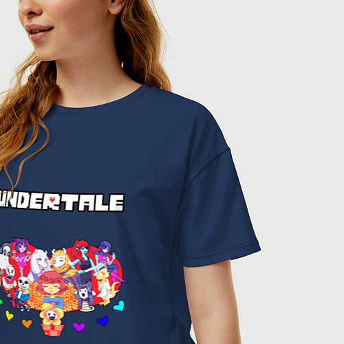 Женская футболка оверсайз UNDERTALE / Тёмно-синий – фото 3