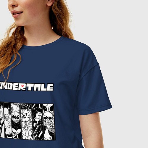 Женская футболка оверсайз UNDERTALE / Тёмно-синий – фото 3
