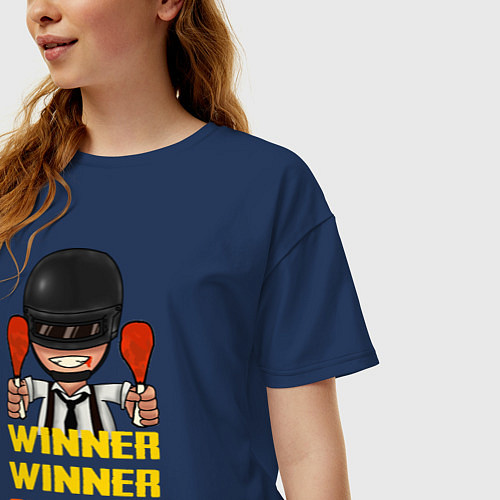 Женская футболка оверсайз PUBG Winner Chicken Dinner / Тёмно-синий – фото 3