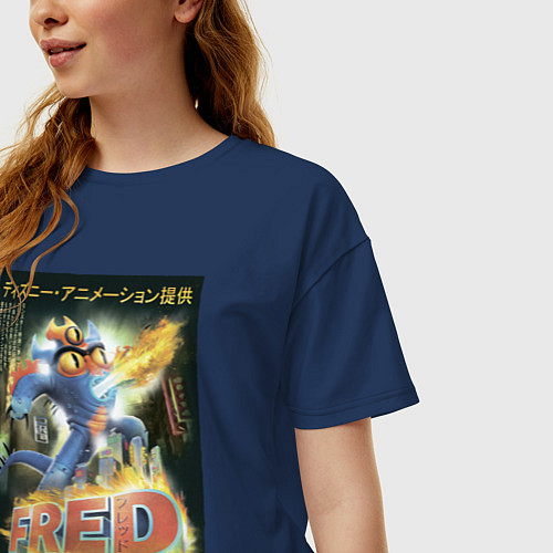 Женская футболка оверсайз Fred / Тёмно-синий – фото 3