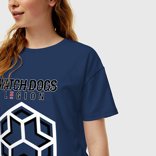 Женская футболка оверсайз Футурологи Watch Dogs Legion / Тёмно-синий – фото 3