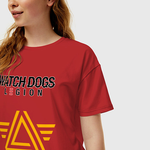Женская футболка оверсайз ЧВК Watch Dogs Legion / Красный – фото 3