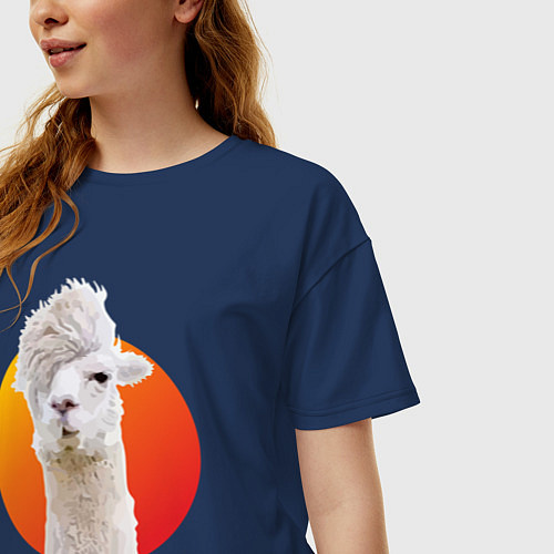 Женская футболка оверсайз Лама / Тёмно-синий – фото 3
