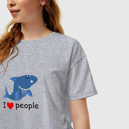 Женская футболка оверсайз Добрая акула / Меланж – фото 3