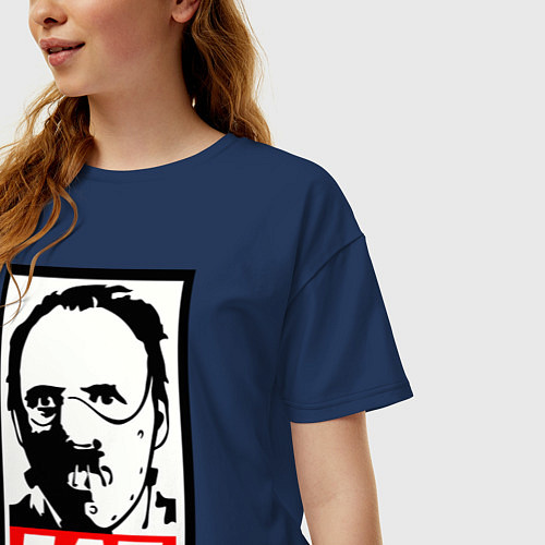 Женская футболка оверсайз Ганнибал Лектор / Тёмно-синий – фото 3