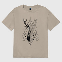 Футболка оверсайз женская Polygonal deer, цвет: миндальный