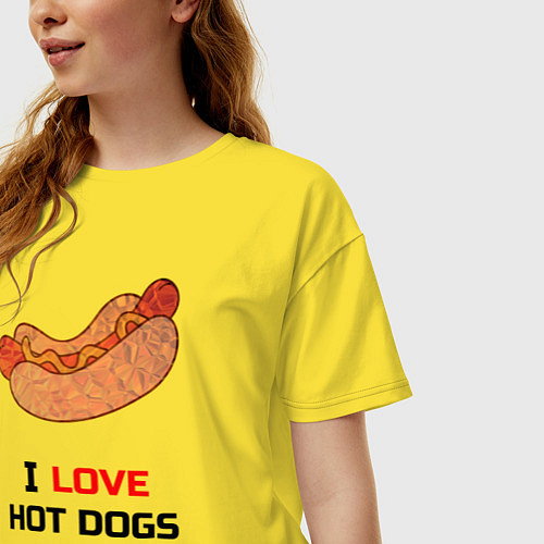 Женская футболка оверсайз Love HOT DOGS / Желтый – фото 3