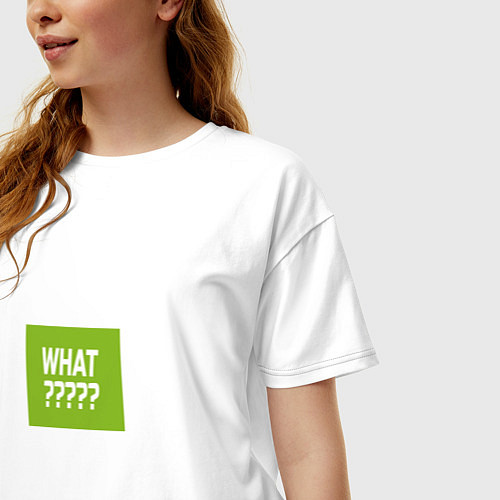 Женская футболка оверсайз What? / Белый – фото 3