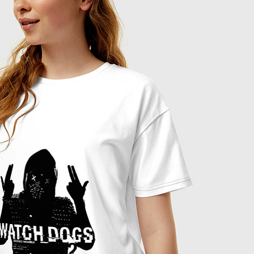 Женская футболка оверсайз Watch dogs 2 Z / Белый – фото 3