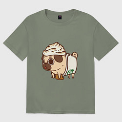 Футболка оверсайз женская Сладкий мопс, цвет: авокадо