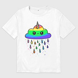 Женская футболка оверсайз Радужная тучка