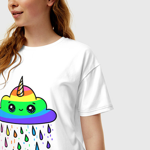 Женская футболка оверсайз Радужная тучка / Белый – фото 3