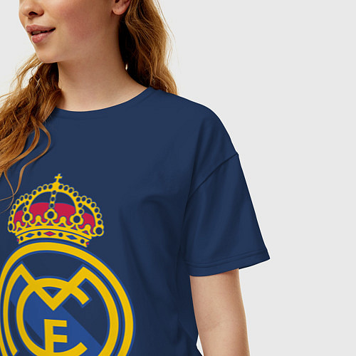 Женская футболка оверсайз Real Madrid FC / Тёмно-синий – фото 3