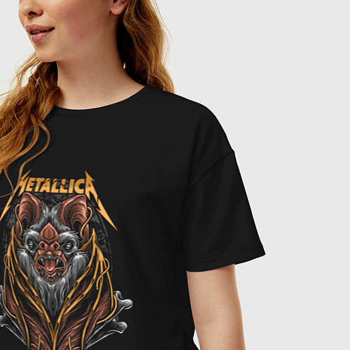 Женская футболка оверсайз Metallica - летучая мышь / Черный – фото 3