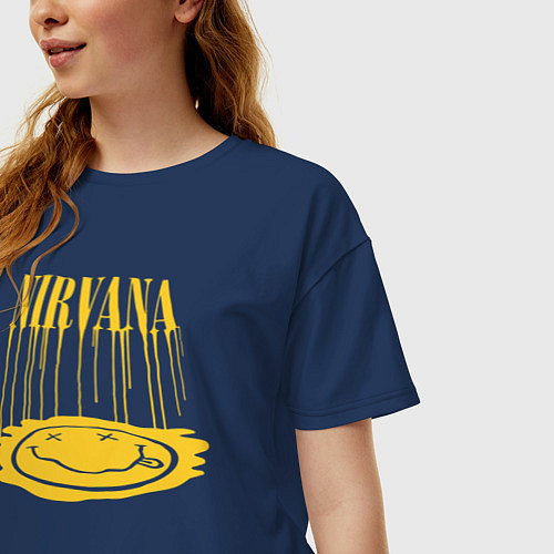 Женская футболка оверсайз Nirvana / Тёмно-синий – фото 3