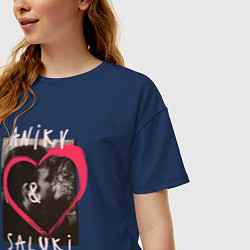 Футболка оверсайз женская ANIKV & Saluki, цвет: тёмно-синий — фото 2