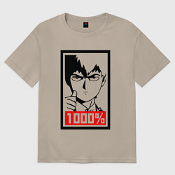 Футболка оверсайз женская Mob psycho 100 Z, цвет: миндальный