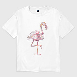 Футболка оверсайз женская Узорчатый фламинго, цвет: белый