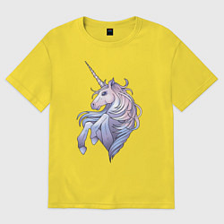 Футболка оверсайз женская Красивый единорог, цвет: желтый