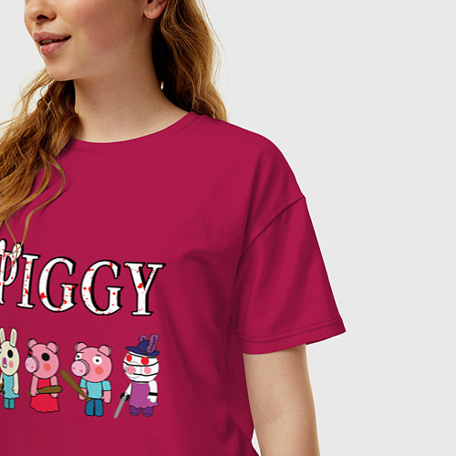 Женская футболка оверсайз ROBLOX PIGGY / Маджента – фото 3